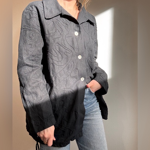 Linen Blend Textured Button-Up or Jacket m- L - Picture 16 of 17